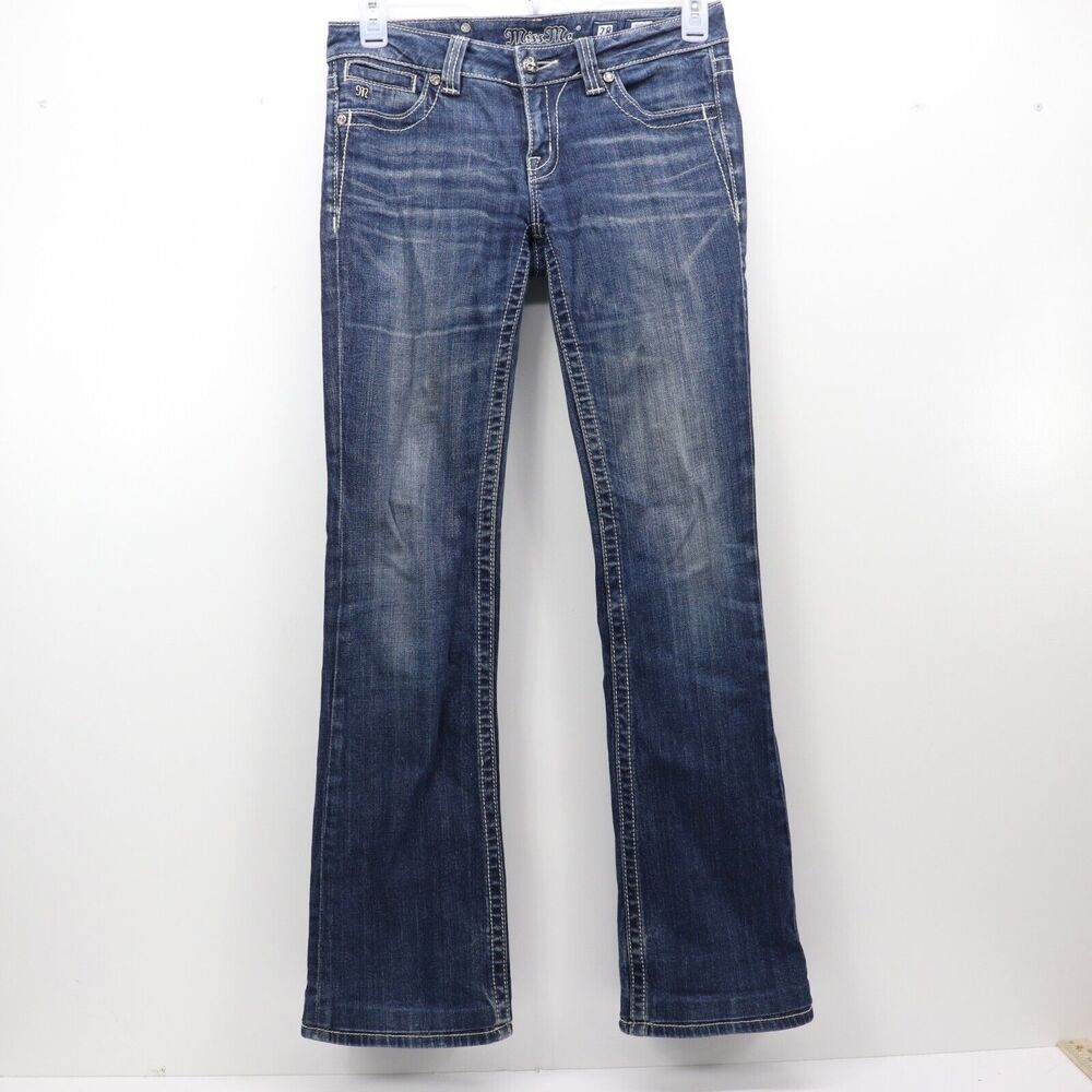 Miss Me Jeans Womens 28 Boot Cut Bling Blue Denim Pants JP5074